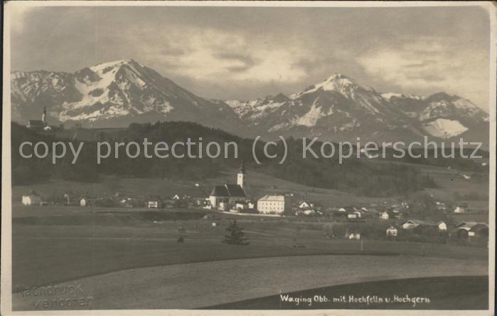 Waging See Gesamtansicht mit Hochfelln und Hochger