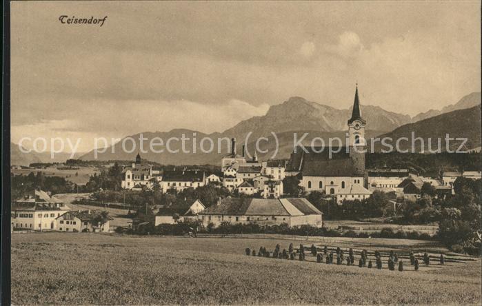 Teisendorf Oberbayern Ortsansicht mit Kirche Alpenpanorama