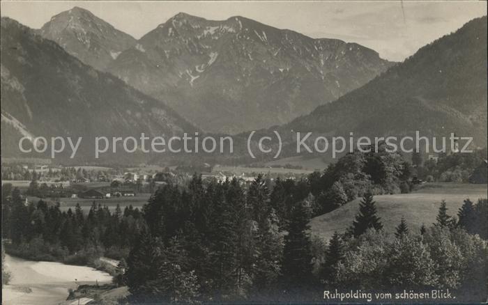 Ruhpolding Bayern Panorama vom schoenen Blick Chiemgauer Alpen
