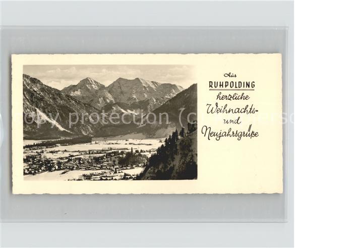 Ruhpolding Bayern Gesamtansicht mit Alpenpanorama Neujahrskarte