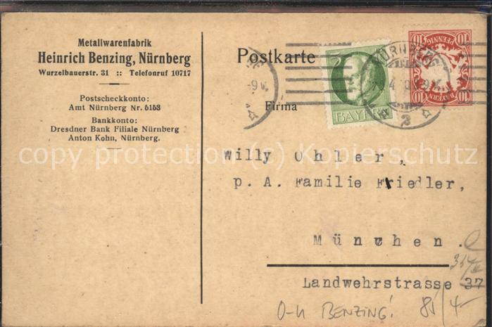 NueRNBERG  CITY Firma Metallwarenfabrik Heinrich Benzing