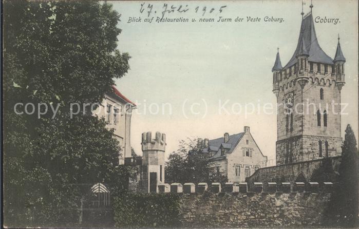 Coburg Bayern Blick auf Restauration u.neuem Turm