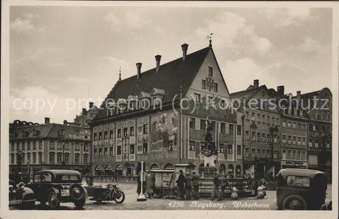 AUGSBURG  CITY Weberhaus mit Oltimerautos