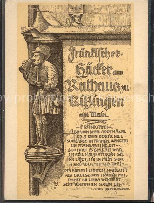 Kitzingen Main Fränkischer Häcker am Rathaus in Kitzin