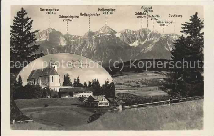 Auerberg Weilheim Kirche mit Alpenpanorama
