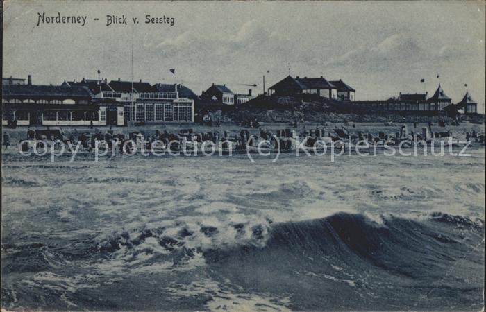 Norderney Nordseebad Blick vom Seesteg Strand Baden