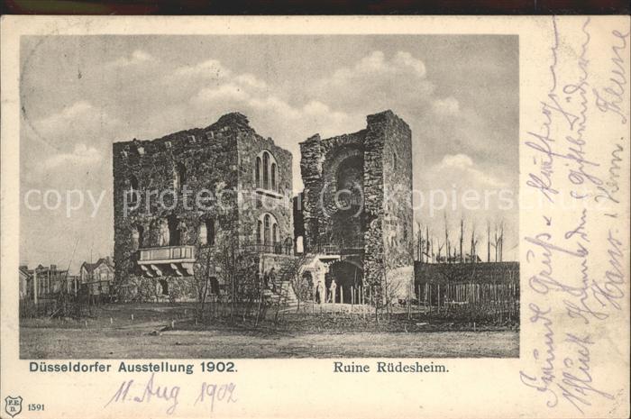 DuessELDORF  CITY Ausstellung 1902 Ruine Ruedesheim