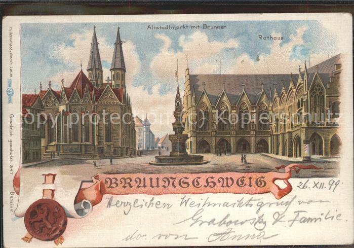 BRAUNSCHWEIG  CITY Altstadtmarkt mit Brunnen Wappen