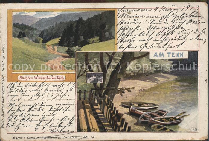 Wiesenbecker See Am See Boote Künstlerkarte