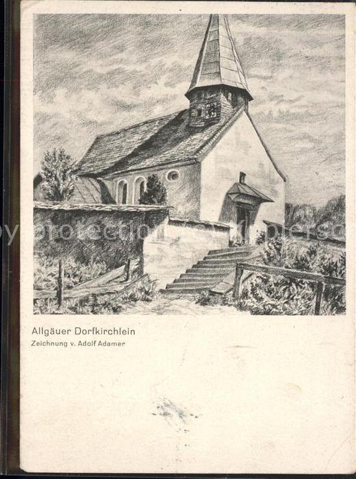 Obermaiselstein Kirche Künstlerkarte Adolf Adamer