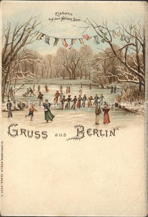 BERLIN  CITY Eisbahn auf dem Neuen See Kuenstlerkarte