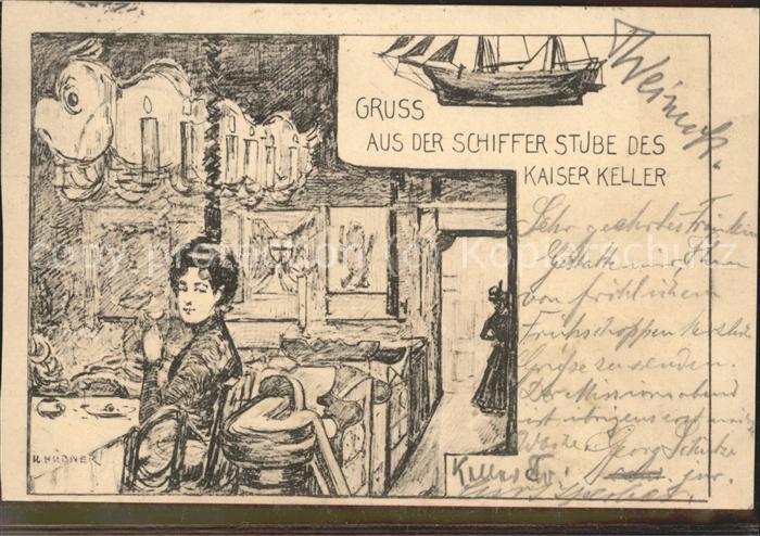 BERLIN  CITY Kaiser Keller Schifferstube Zeichnung