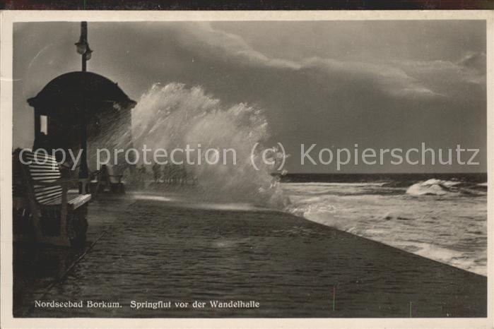 BORKUM Nordseebad Niedersachsen Springflut vor der Wandelhalle