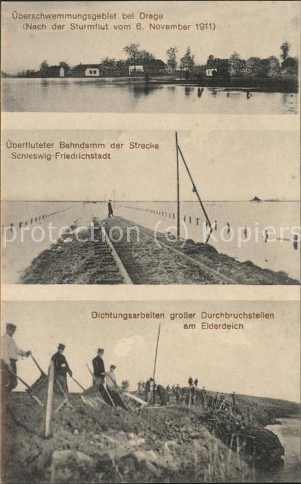 HAMBURG  CITY ueberschwemmung bei Drage   ueberfluteter Bahndamm Schleswig Fried