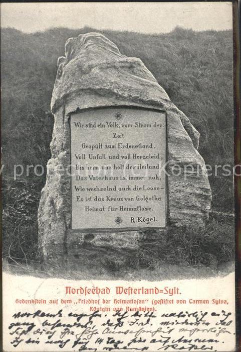 Westerland Sylt Gedenkstein auf dem Friedhof der Heimat