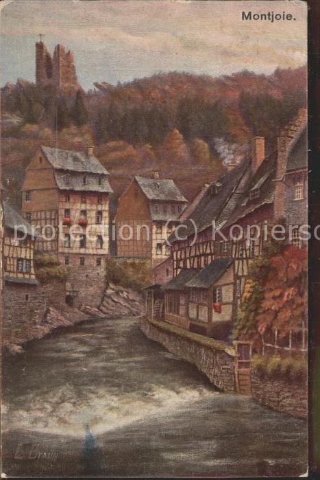 Montjoie Monschau Ortsblick mit Ruine Feldpost Illustrati