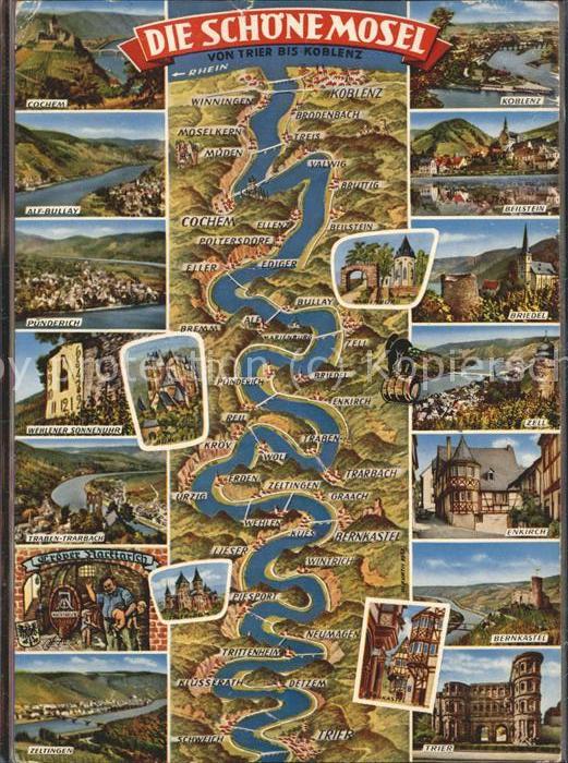 TRIER  CITY bis Koblenz Moseluebersichtskarte
