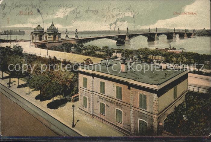 Mainz Rhein Rheinbrücke u.Großh.Bezirkskasse