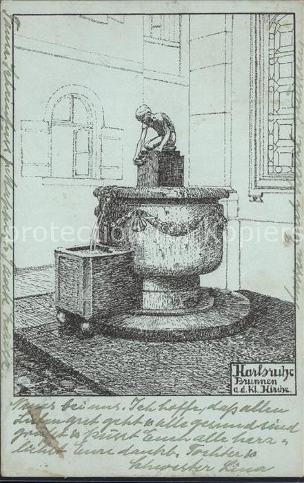 Karlsruhe Brunnen an der Kath.Kirche