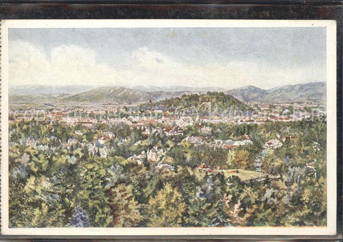 Graz Steiermark Panorama von der Hilmwarte Künstlerkart