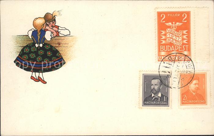 Budapest Kinder in Tracht Zeichnung