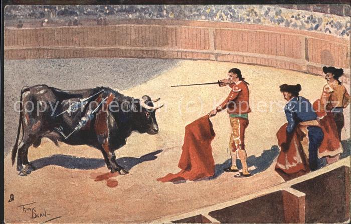 Spanien Stierkampf Künstlerkarte