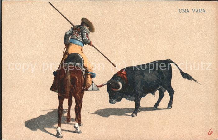Spanien Stierkampf Una Vara Künstlerkarte