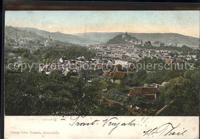 Segesvar Schaessburg Panorama mit Burg