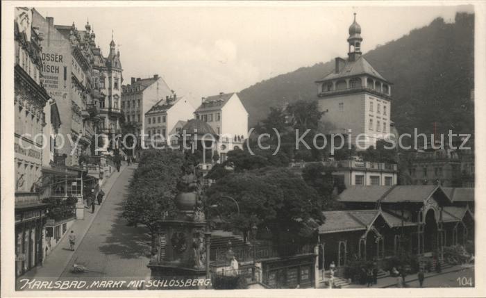 Karlsbad Eger Markt mit Schlossberg