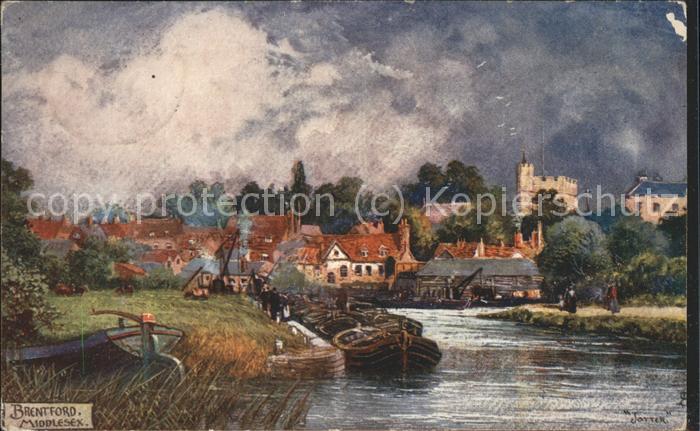 Brentford Hounslow Hafenpartie mit Ortsblick Gemaelde