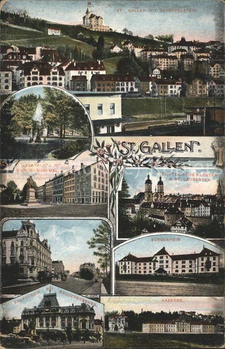 St Gallen SG Scheffelstein Marktplatz Stiftskirche Kloster St Laurenzen Buergerh