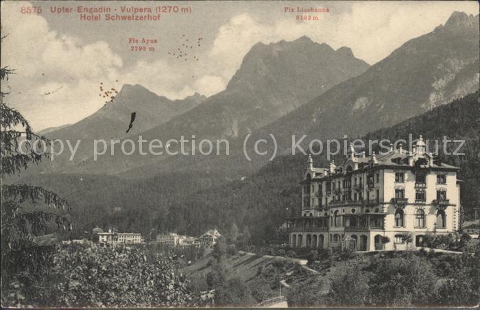 Vulpera Hotel Schweizerhof mit Alpen