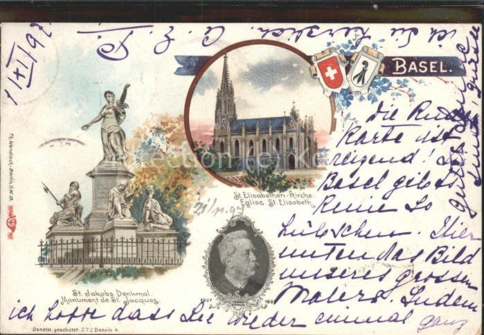 Basel BS St Elisabethen Kirche St Jakobs Denkmal