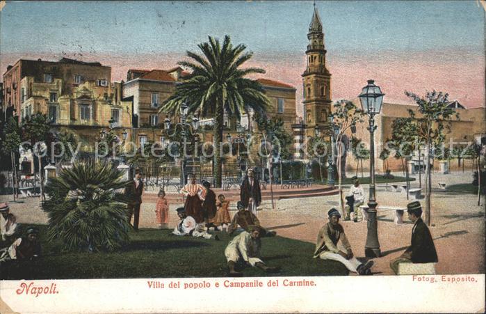 Napoli Neapel Villa del popolo e Campanille del Carmi