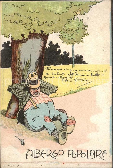 Italien Italia Italy Albergo Popolare Zeichnung Mann schläft