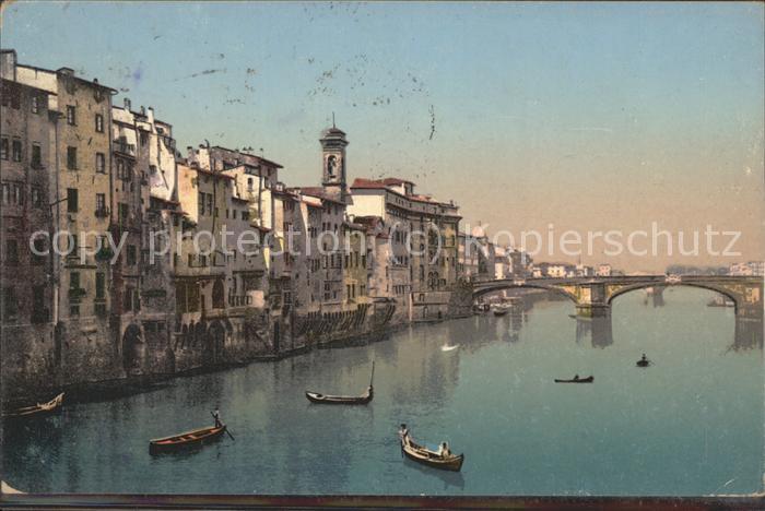Firenze Florenz Fluss Brücke Boote