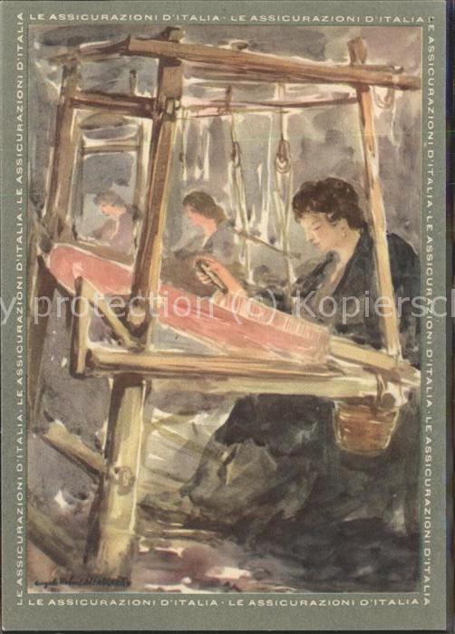 Italien Italia Italy Künstlerkarte Frauen am Webstuh