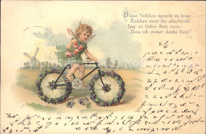 Fahrrad Engel Blumen Poesie Bote