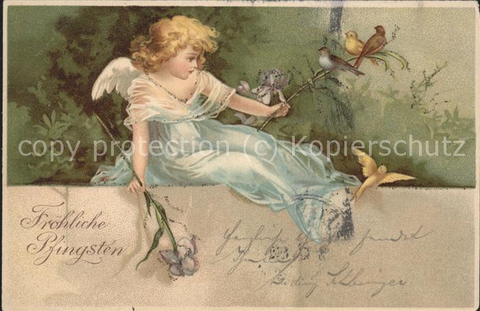 Engel Pfingsten Spatzen Glimmerkarte