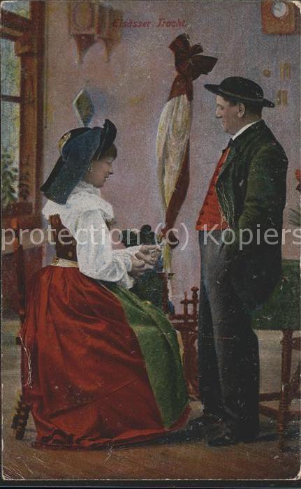 Trachten Alsace Elsässer Tracht Spinnrad