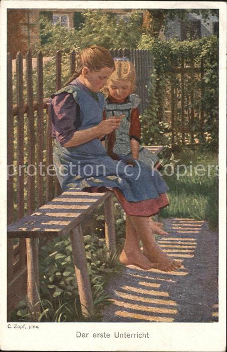 Kuenstlerkarte C. Zopf der erste Unterricht Galerie Mü