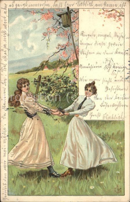 Kuenstlerkarte Frauen Tanz Frühling