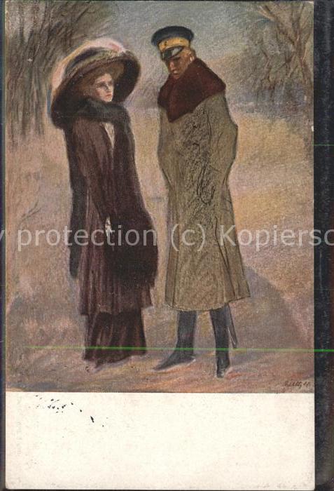 Kuenstlerkarte Paul Rieth Flirt Paar Soldat