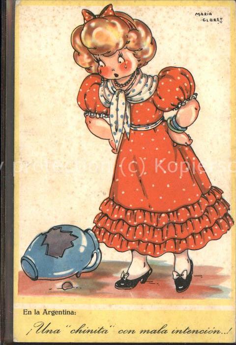 Kuenstlerkarte Maria Gladret Comic zerbrochener Krug