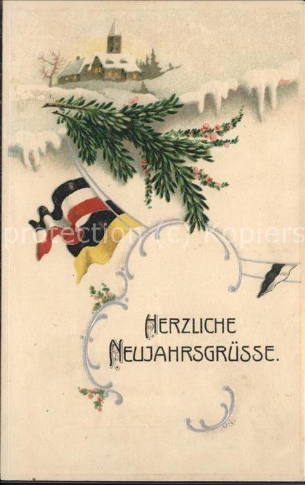 Neujahr Grüsse Fahnen