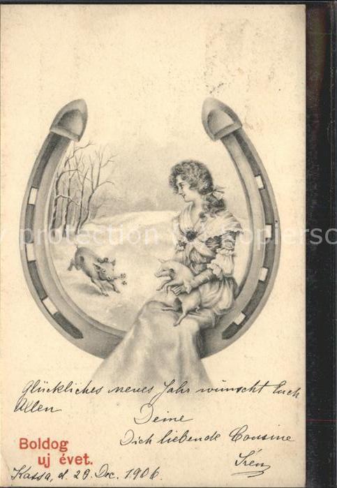 Hufeisen Boldog ui evet Schwein Frau