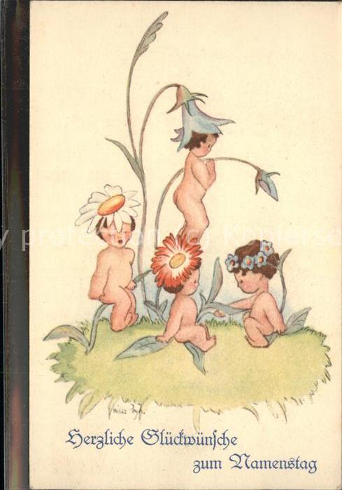 Namenstag Namenskarte Glückwünsche Kinder Blumen