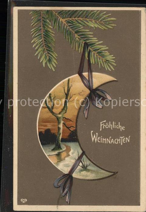 Weihnachten Halbmond Tannenzweig