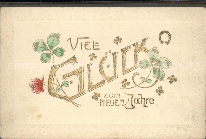 Neujahr Glück Kleeblatt Hufeisen