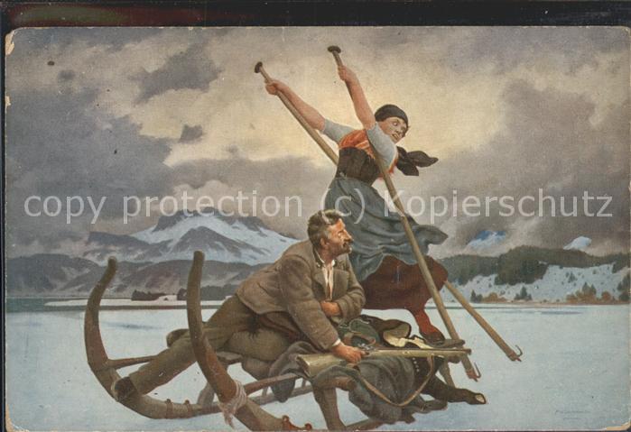 Schlitten Schnee auf der Flucht